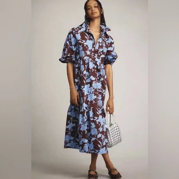 NWT! Anthropologie The Bettina Tiered Shirt Dress by Maeve - Size SMALL PETITE🍍 - Picture 2 of 10